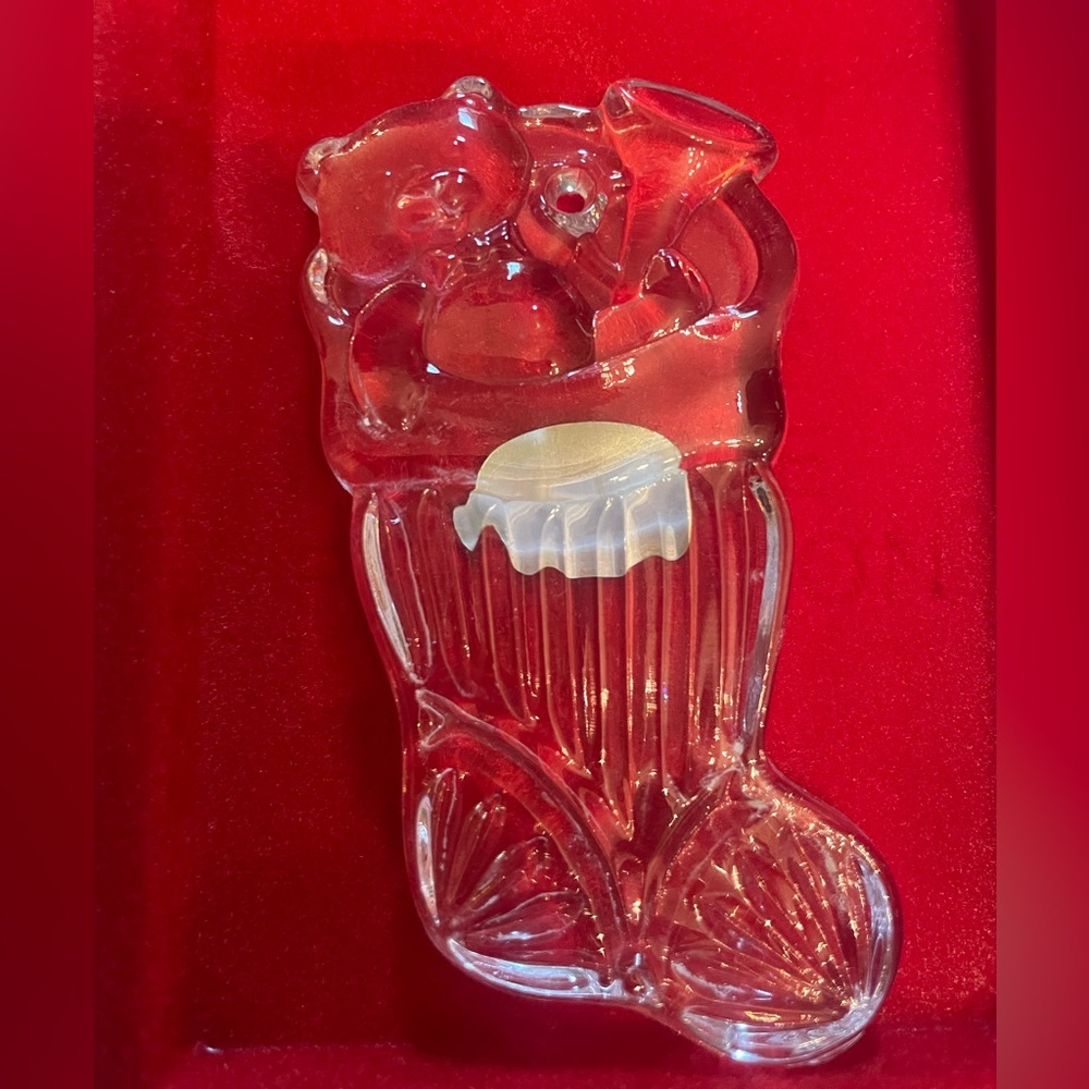 Gorham crystal stocking ornament NIB